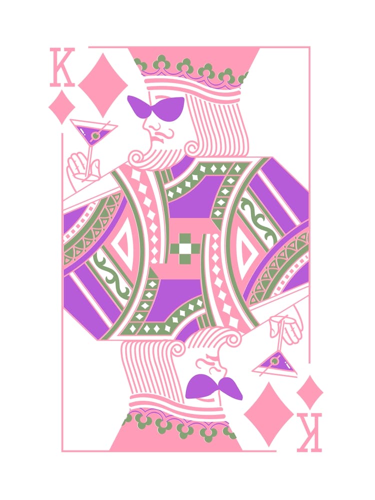 King Playing Card Maximalist Pink Print Lucky You Dopamine Decor