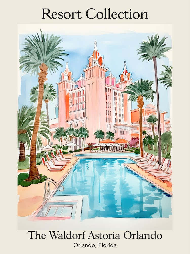 Poster Of The Waldorf Astoria Orlando   Orlando, Florida   Resort Collection Storybook Illustration 4
