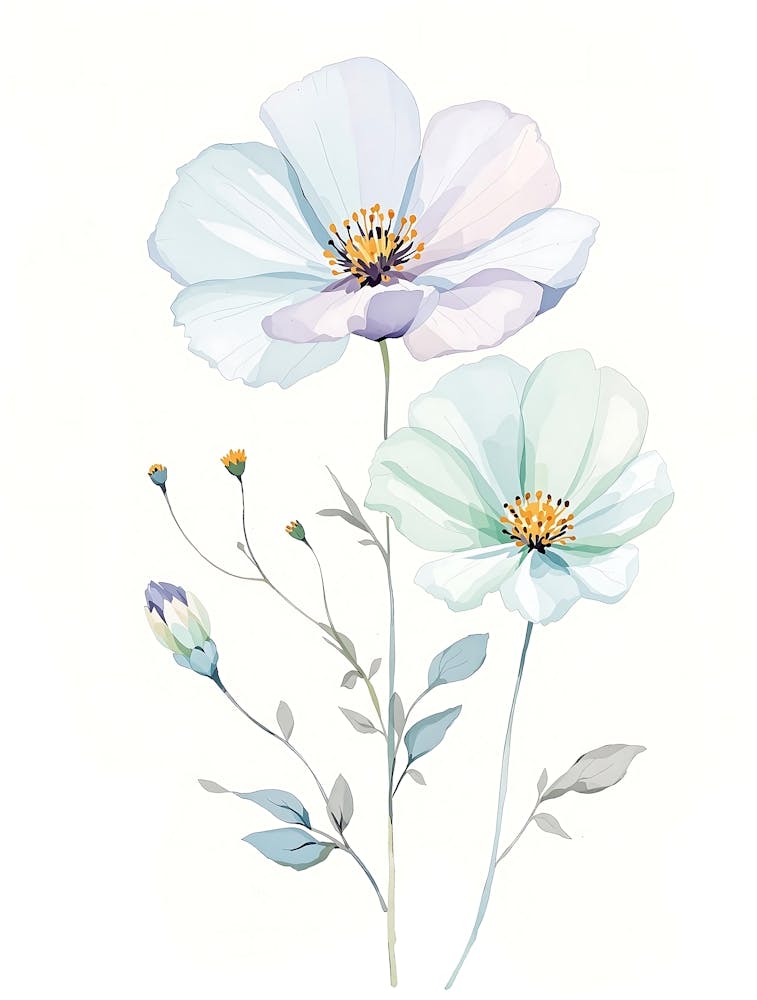 Delicate Botanical Flowers with Modern Touch