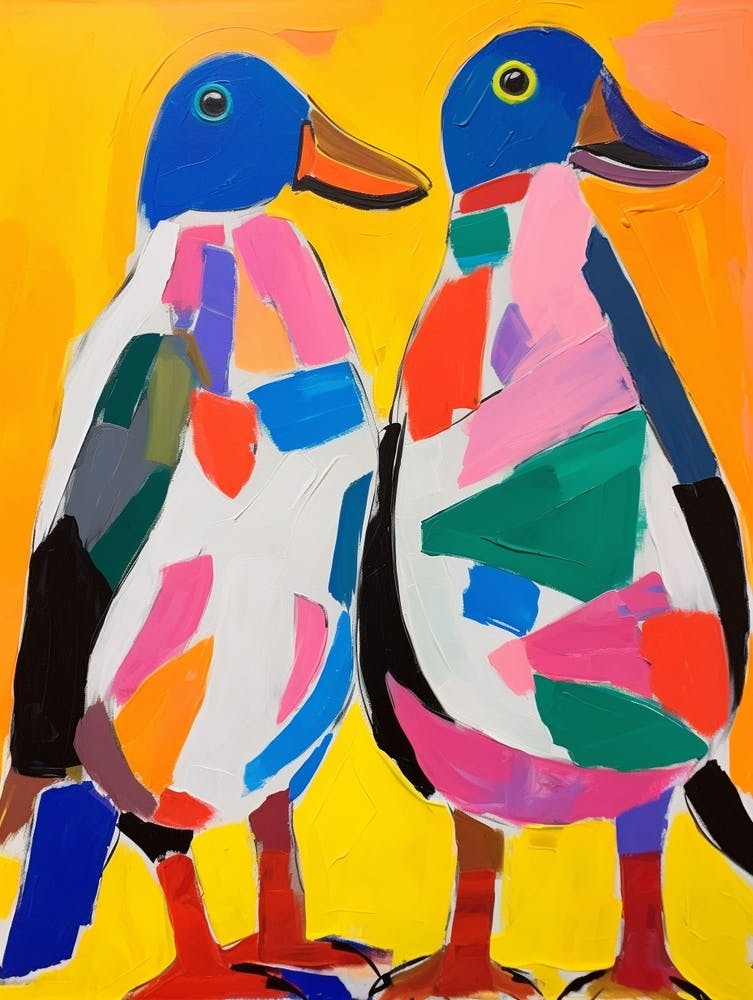 Colourful Kids Animal Art Mallard Duck