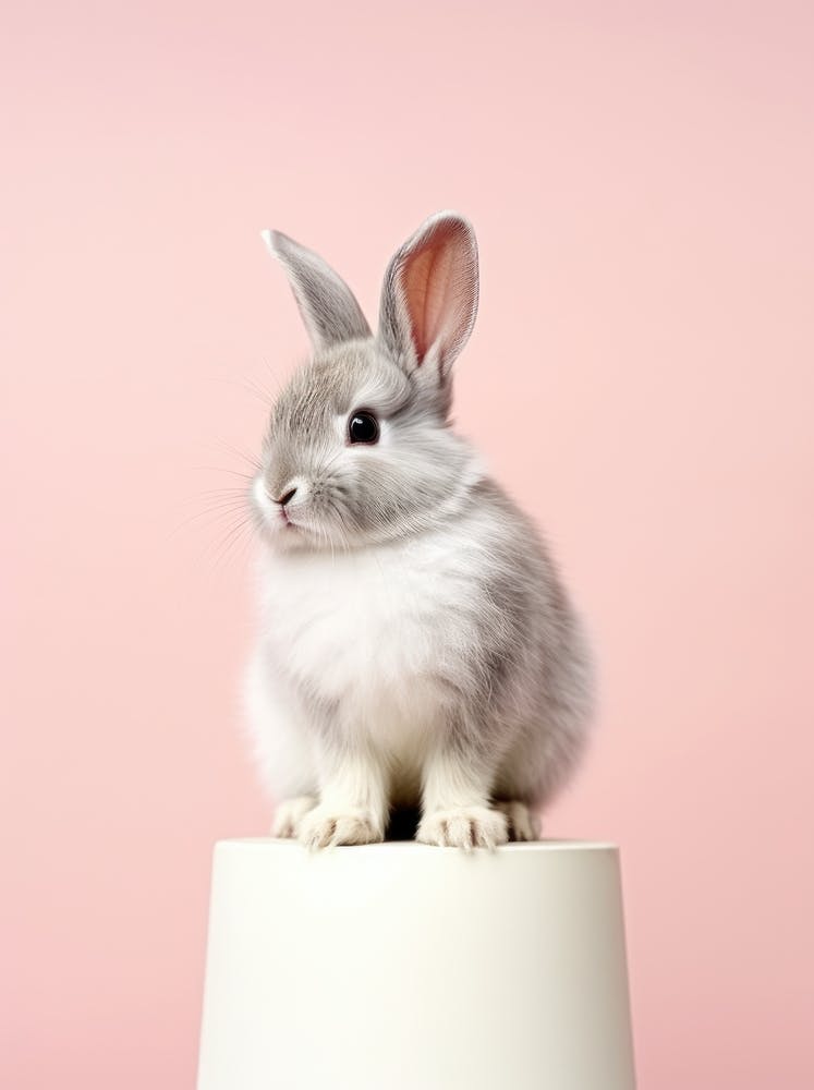 Bunny Rabbit On A Pink Background