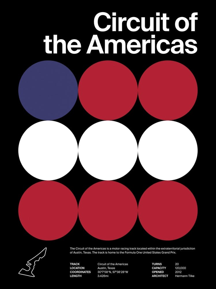 Mid Century Dark Circuit Of The Americas F1