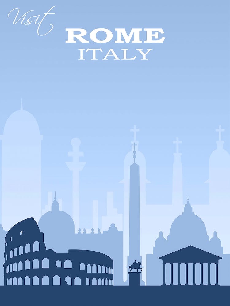 Rome, Italy Travel Poster Blue, Karen Arnold