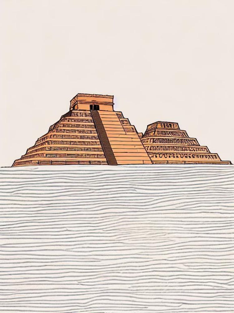 Chichen Itza Mexico Boho Landmark Illustration