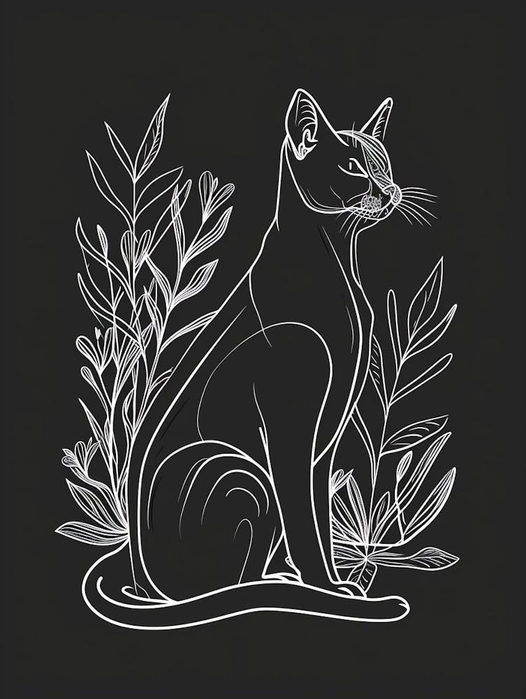 Russian Blue Cat Minimalist Illustration 4