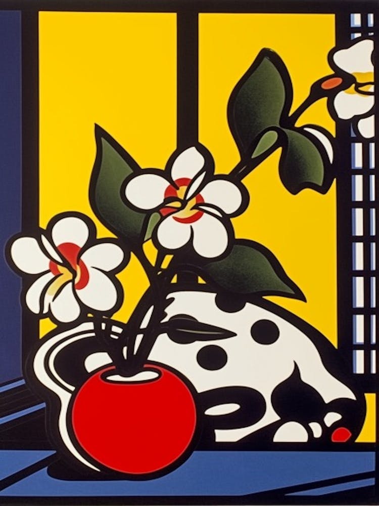 Camelia Flower Still Life  1 Pop Art Style