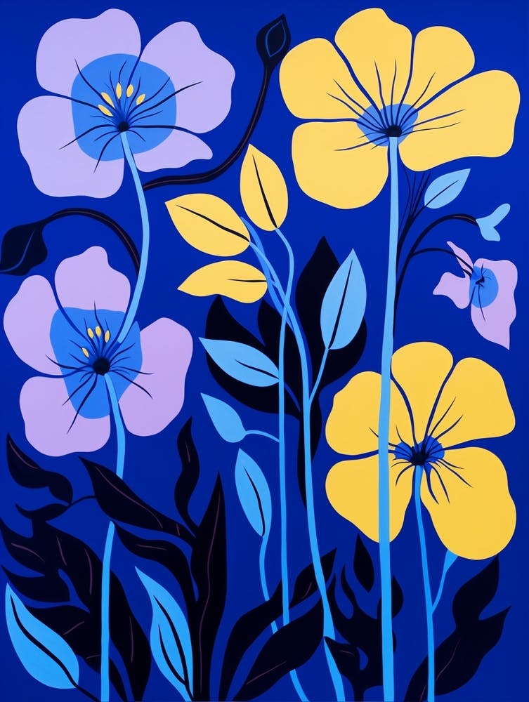 Blue Flower Illustration Evening Primrose 2