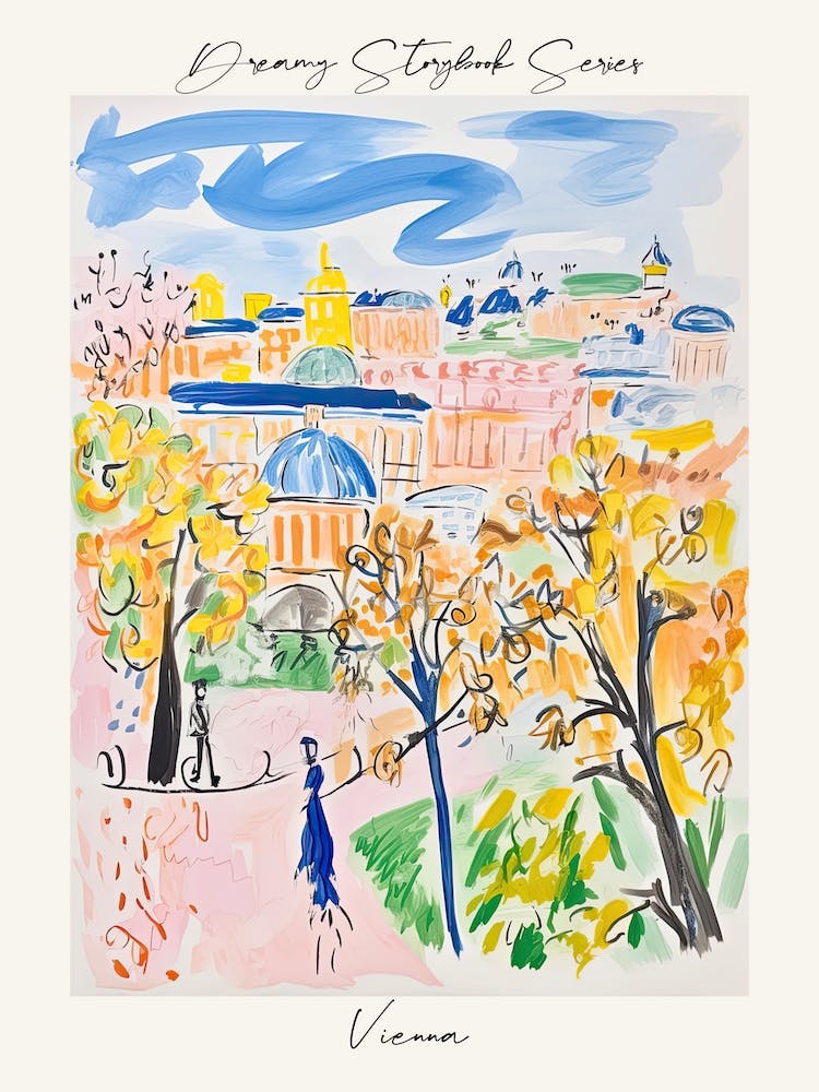 Poster Of Vienna, Dreamy Storybook Illustration 1