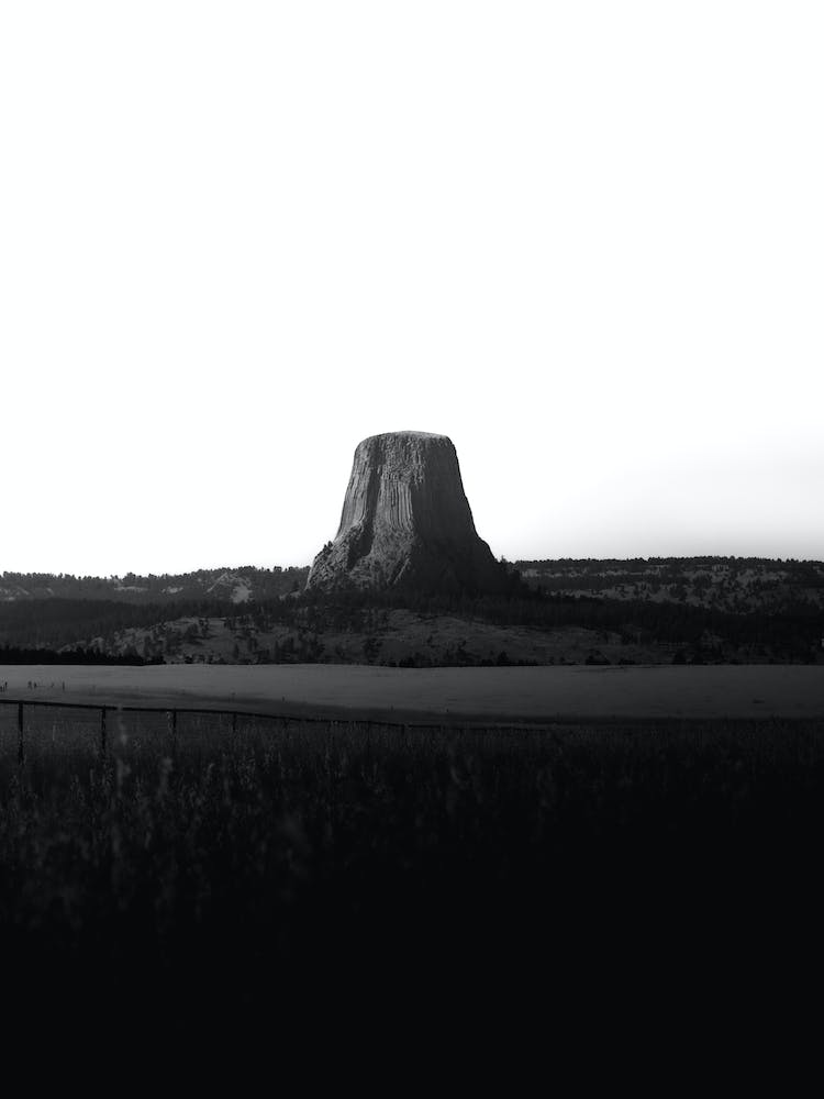 Minimalist view of Devils Tower also known as Bears Lodge in Wyoming