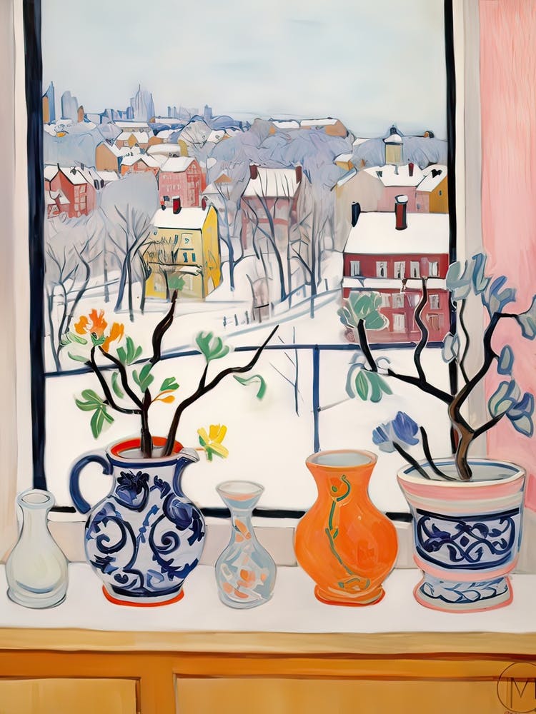 Le rebord de fenêtre de Stockholm Suède Neige Inspiré par Matisse 2