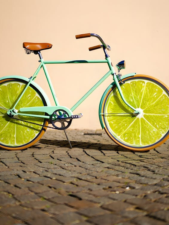 Lime Slice Wheel Bicycle - Whimsical Surreal