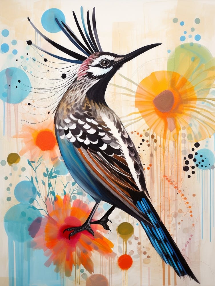 Bird Painting Collage Roadrunner 3