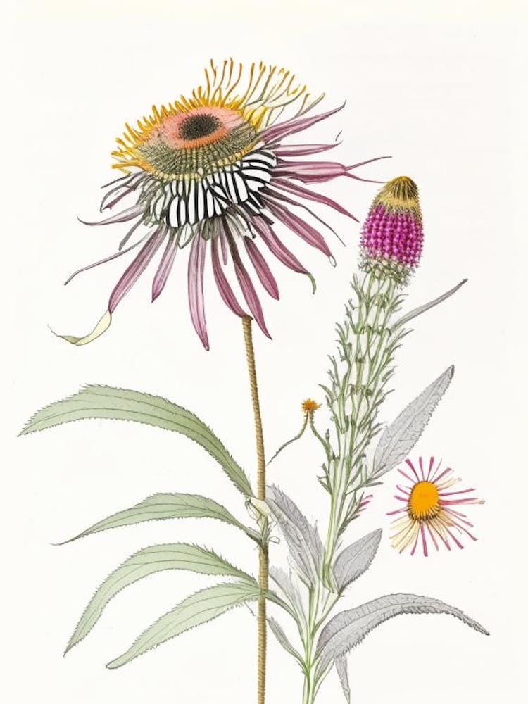 Echinacea Spices And Herbs Pencil Illustration 1