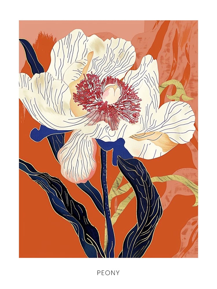 Illustration de Fleur Colorée Pivoine Affiche 2