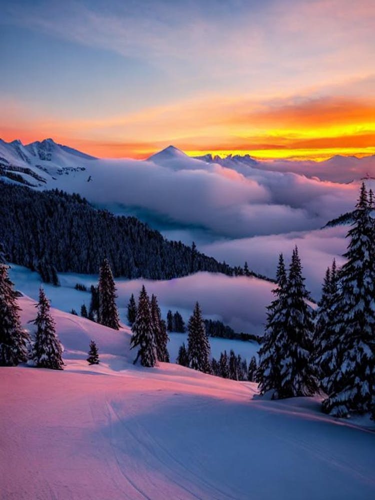 Verbier, Switzerland 1 Sunrise Skiing Poster