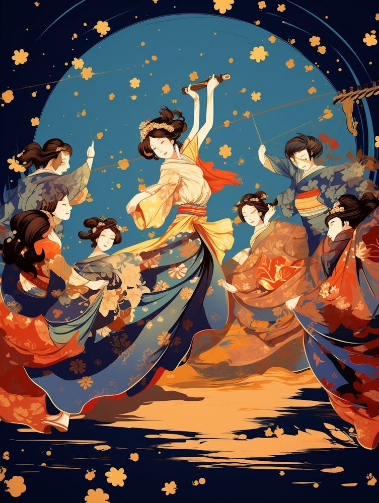 Awa Odori Dance Japanische Traditionelle Illustration 6