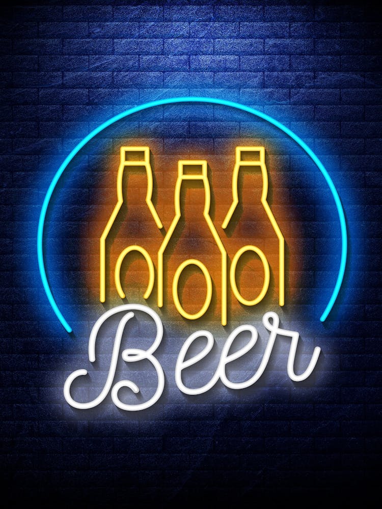 Beer — Neon food sign, Food kitchen poster, photo art
