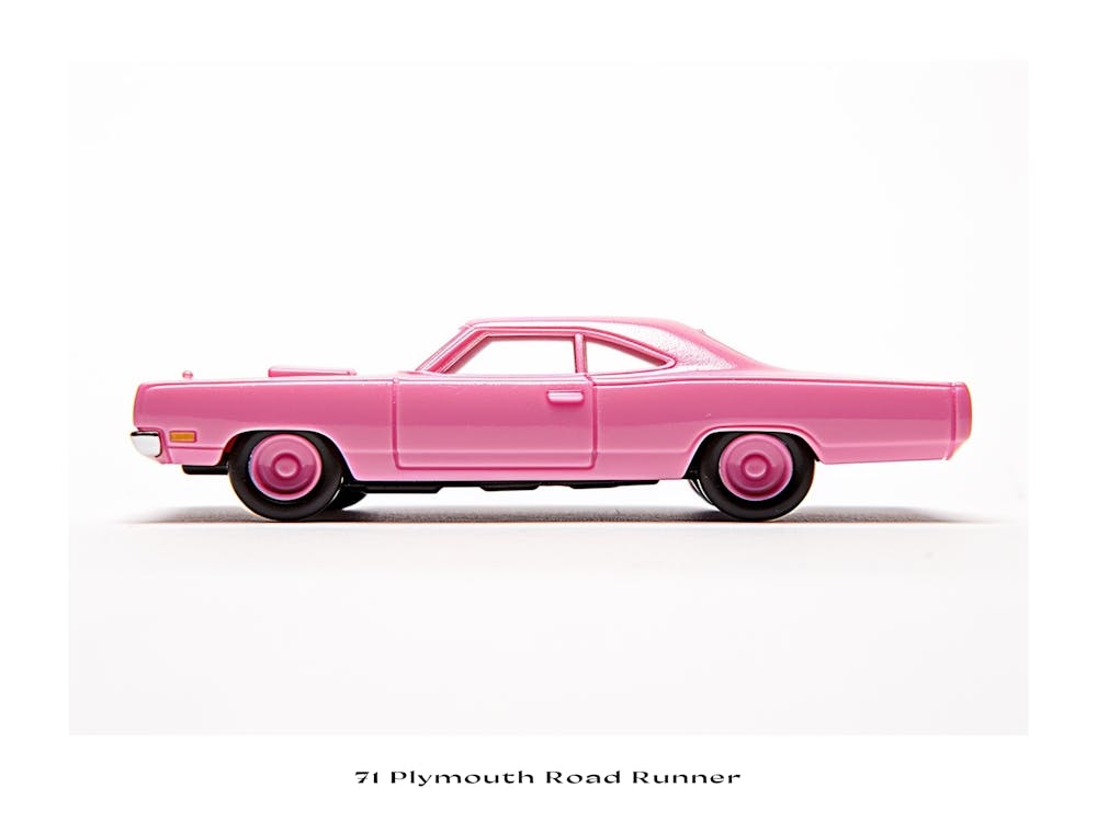 Toy Car 71 Plymouth Road Runner Pink Poster