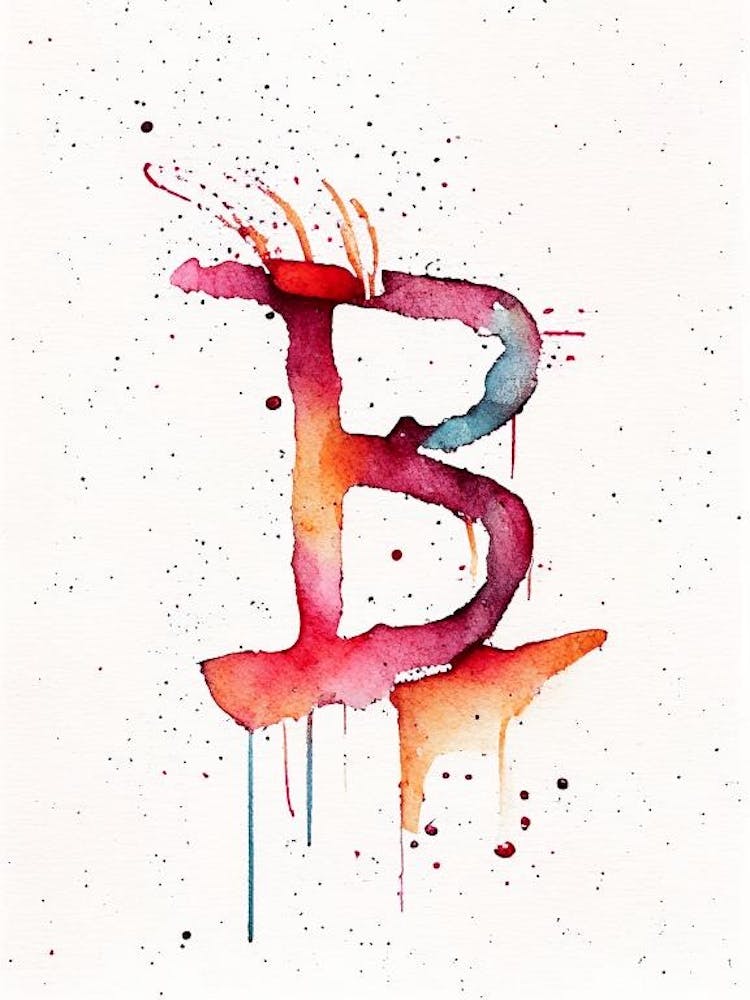 B  Letter, Alphabet Minimalist Watercolour 3