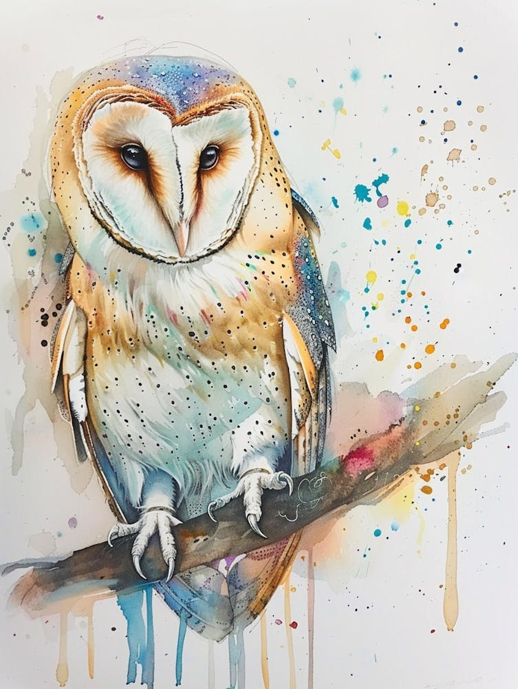 Owl Pastel Watercolour 4