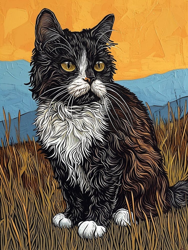 Selkirk Rex Cat Relief Illustration 3