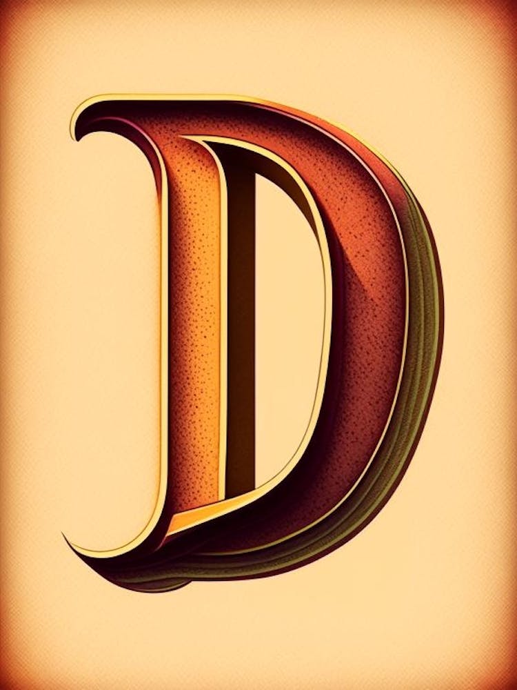 D, Buchstabe, Alphabet Retro-Zeichnung 2