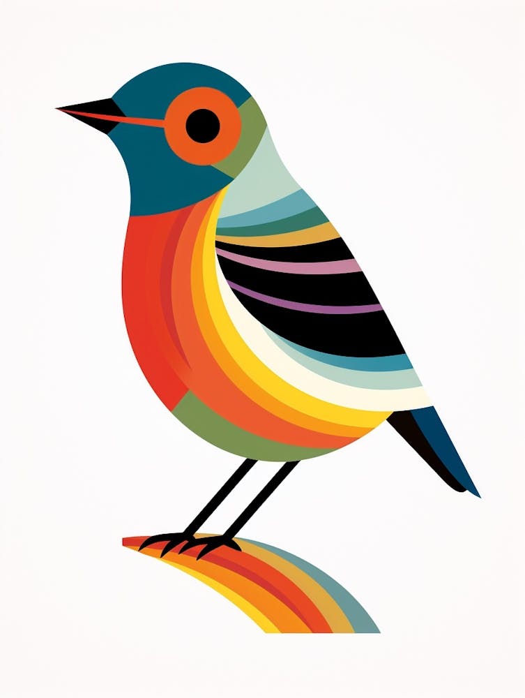 Oiseau géométrique coloré Merle 1