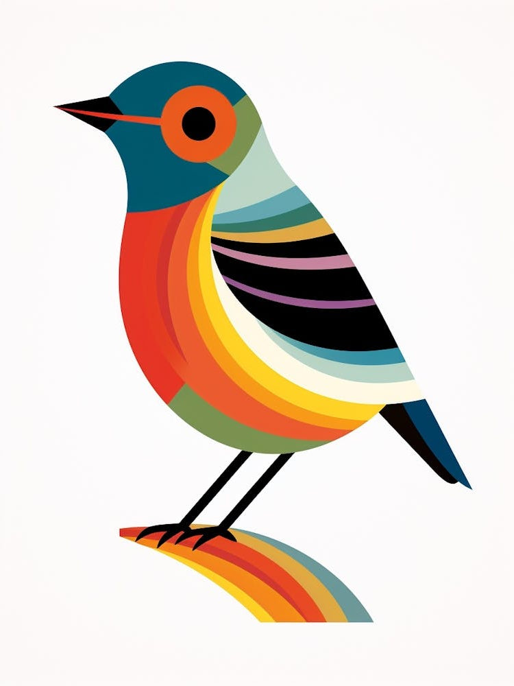 Colourful Geometric Bird Blackbird 1