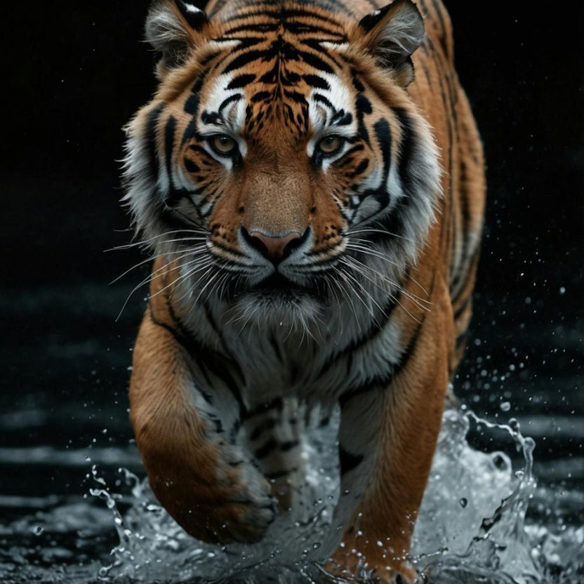 Tiger Running In Water