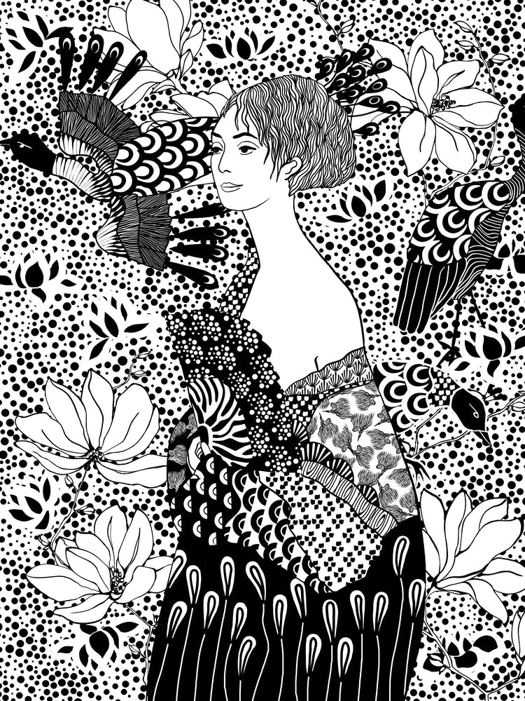 Dame mit Fächer (remake after Klimt)