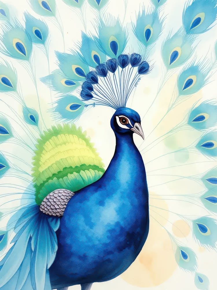 Peinture aquarelle de paon