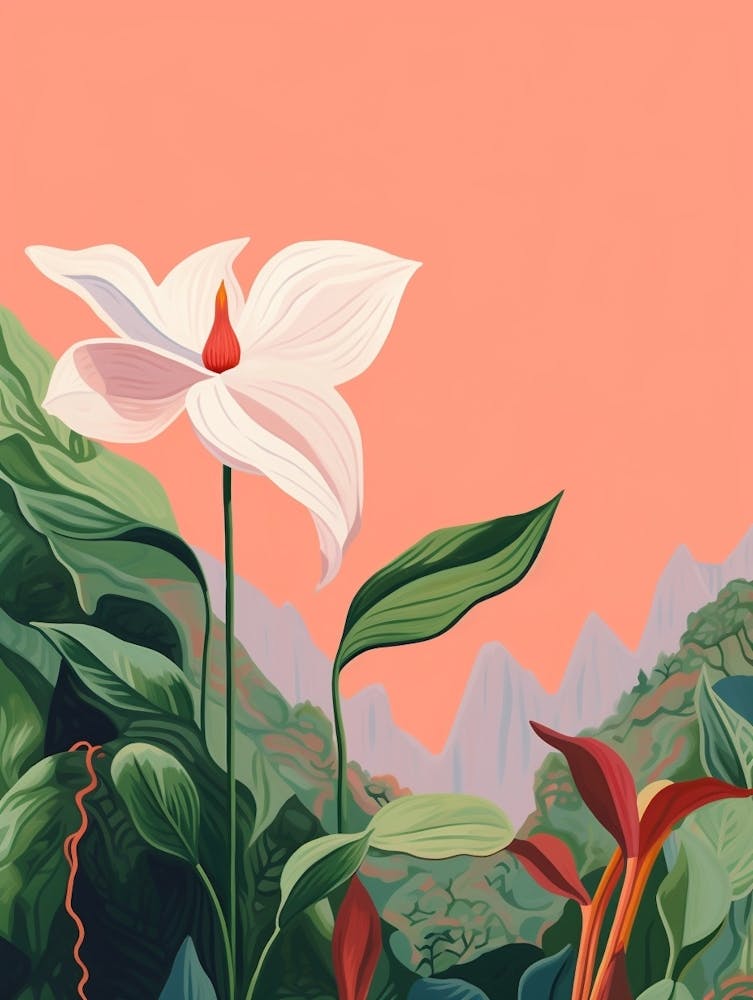 Boho Wildflower Painting Great White Trillium