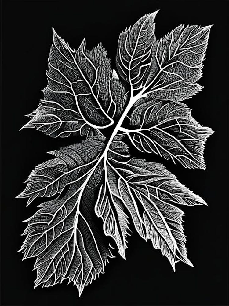 Blackberry Leaf Linocut 2