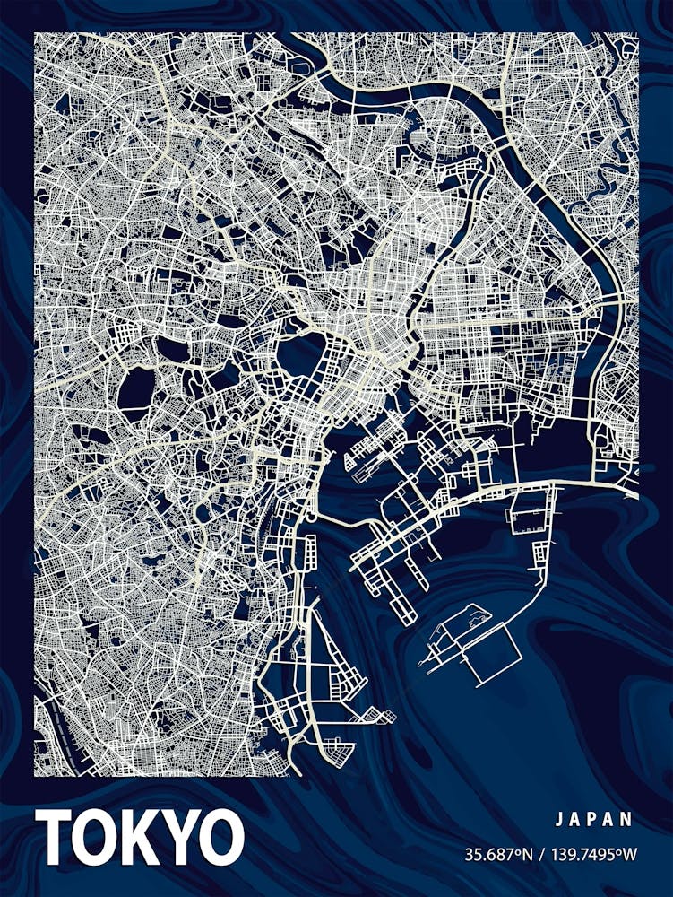 Tokyo Crocus Marble Map