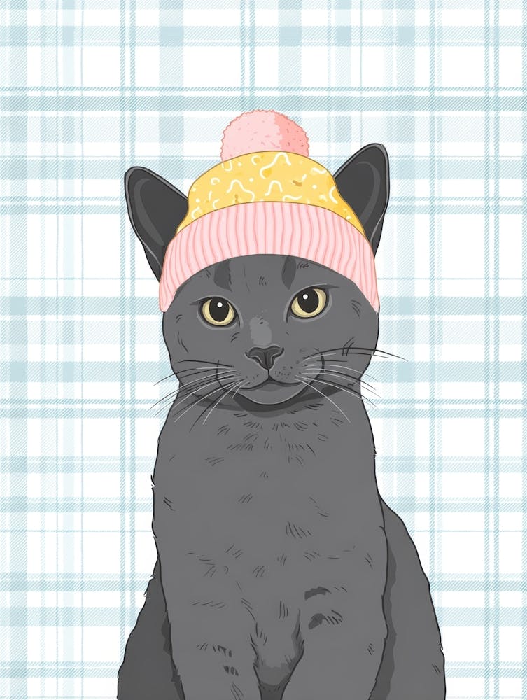 Grey Cat In A Hat