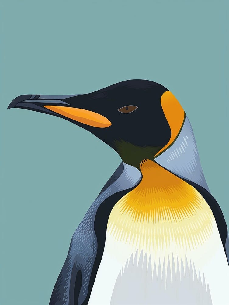 King Penguin Volunteer Point Minimalist Illustration 1