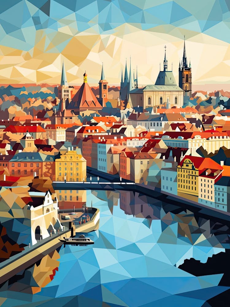 Prague, Czech Republic, Geometric Illustration 4