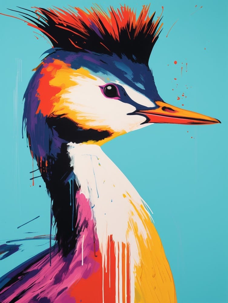 Andy Warhol Style Bird Grebe 1