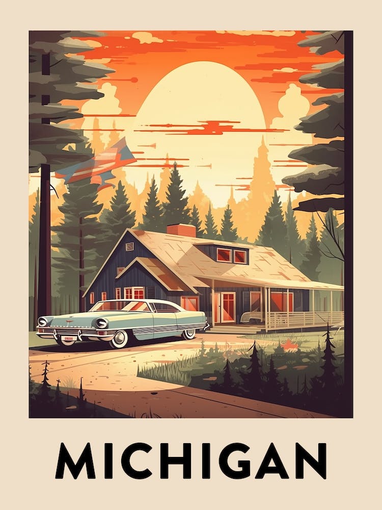 Vintage Travel Poster Michigan