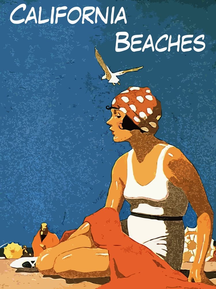 Pin Up Girl On California Beach