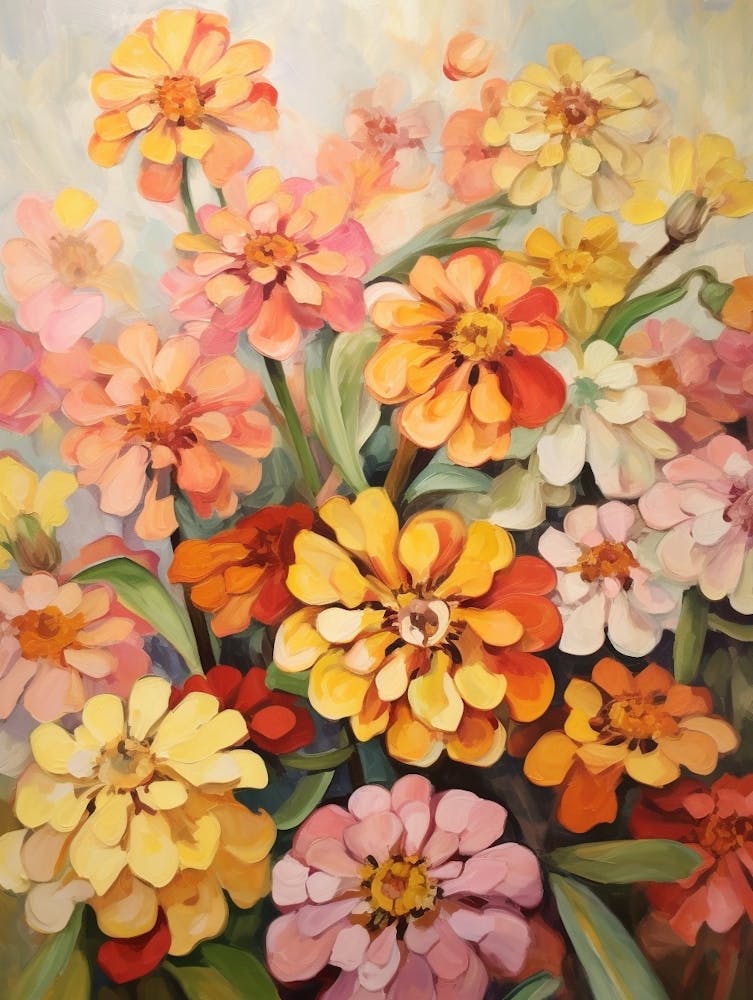 Fall Flower Painting Zinnia 3