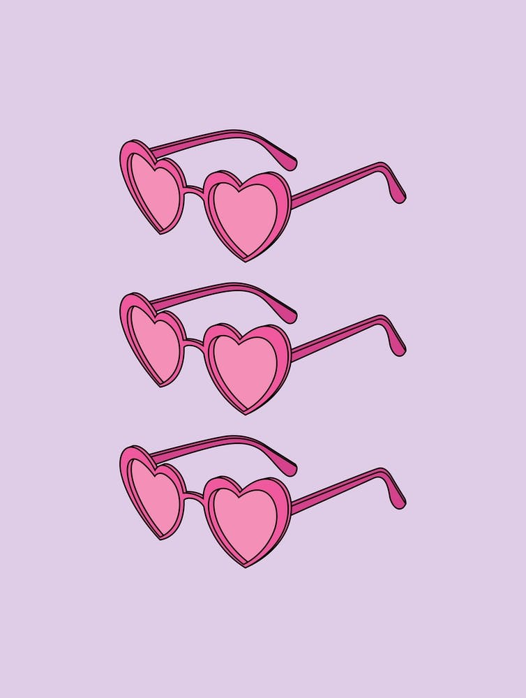 Lilac And Pink Heart Sunglasses