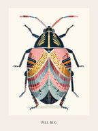 Colourful Insect Illustration Pill Bug 7 Poster