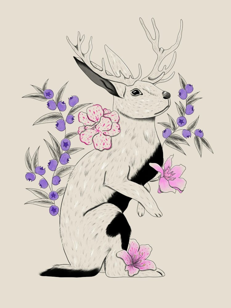 Bunny Deer With Flowers