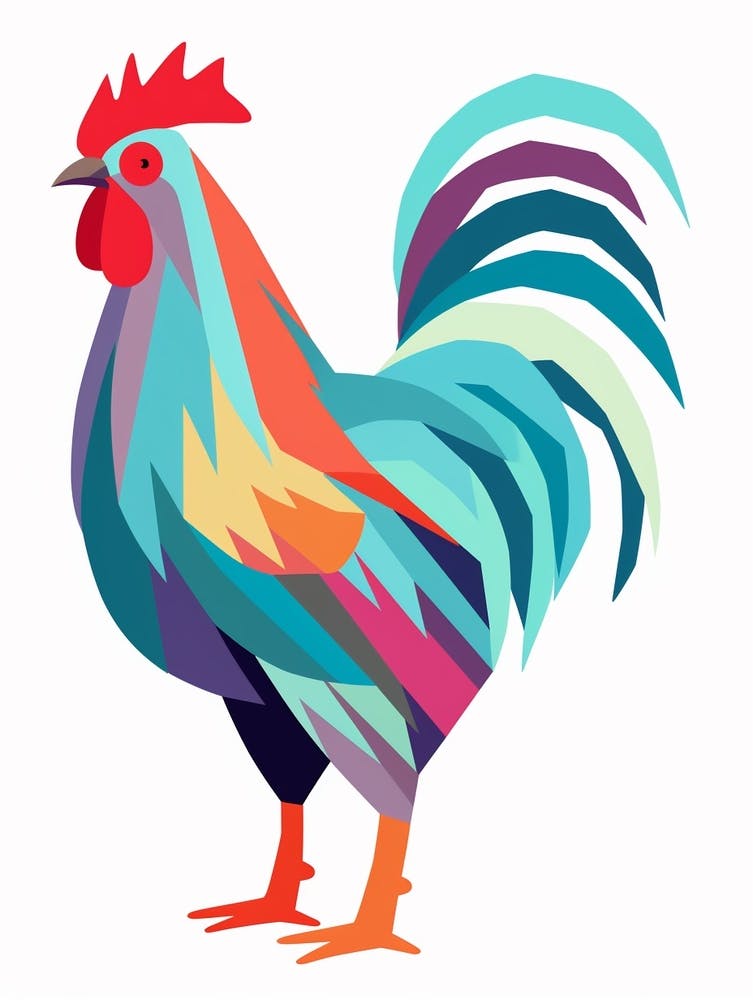 Colourful Geometric Bird Chicken 2