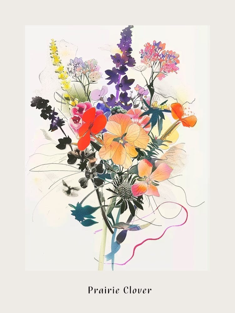 Prairie Clover 4 Collage Flower Bouquet Poster