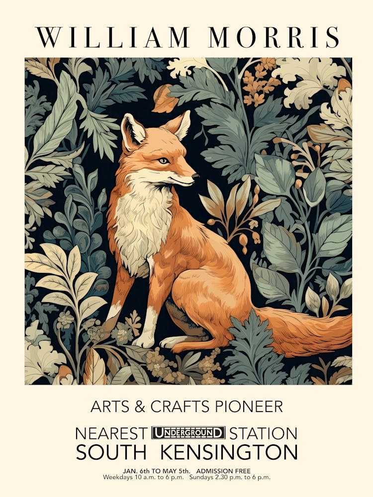 William Morris Print Exhibition Poster Fox Print