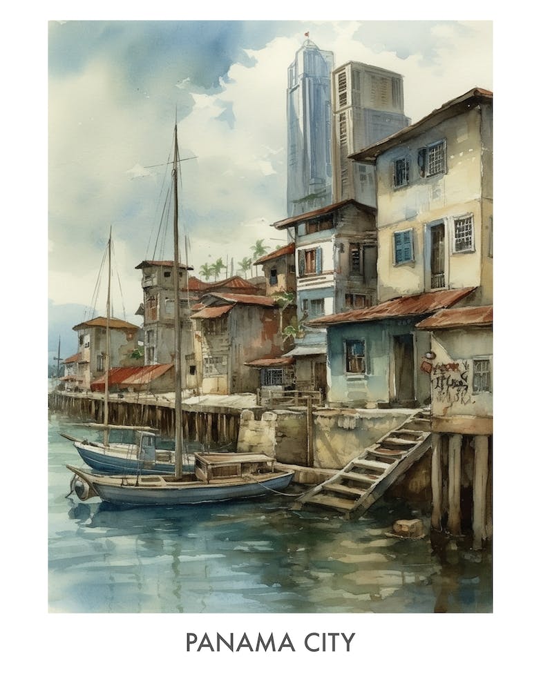 Panama City Watercolor 4travel Poster