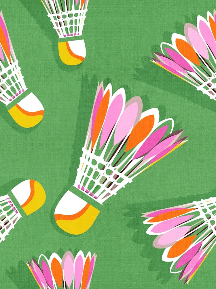 Badminton Birdie Pop Art Pattern Green and Pink