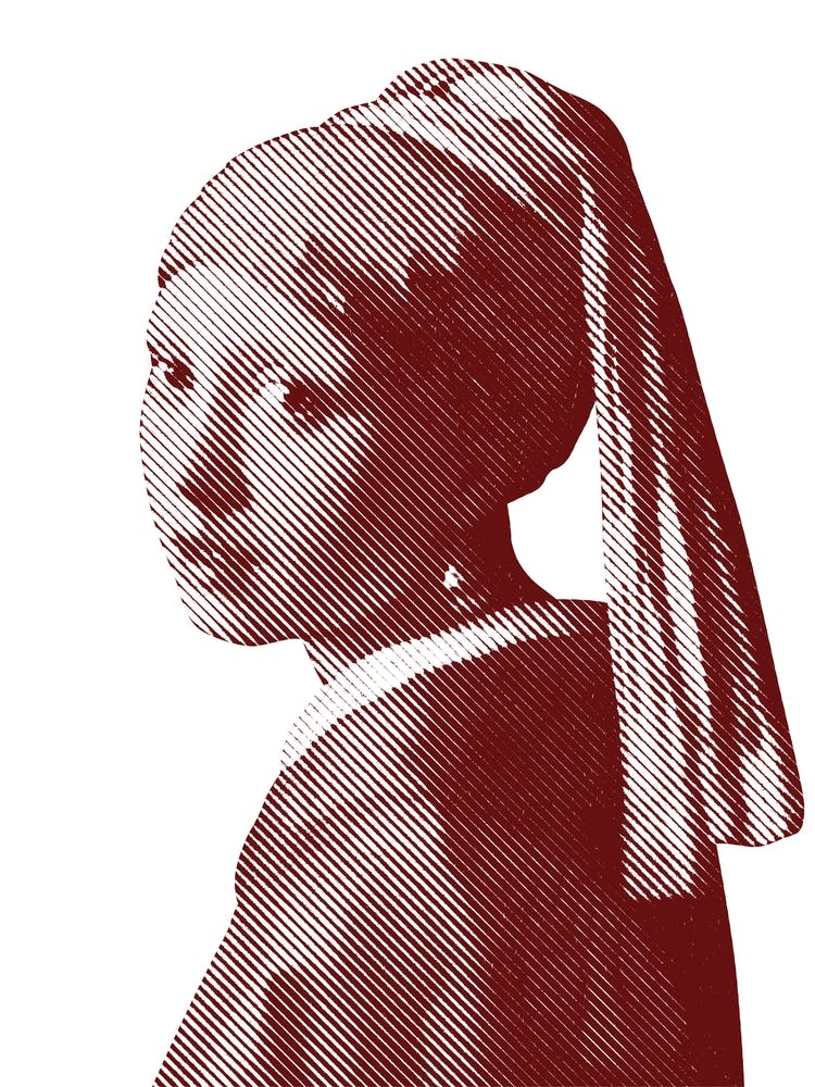 Girl with a Pearl Earring Dark Red